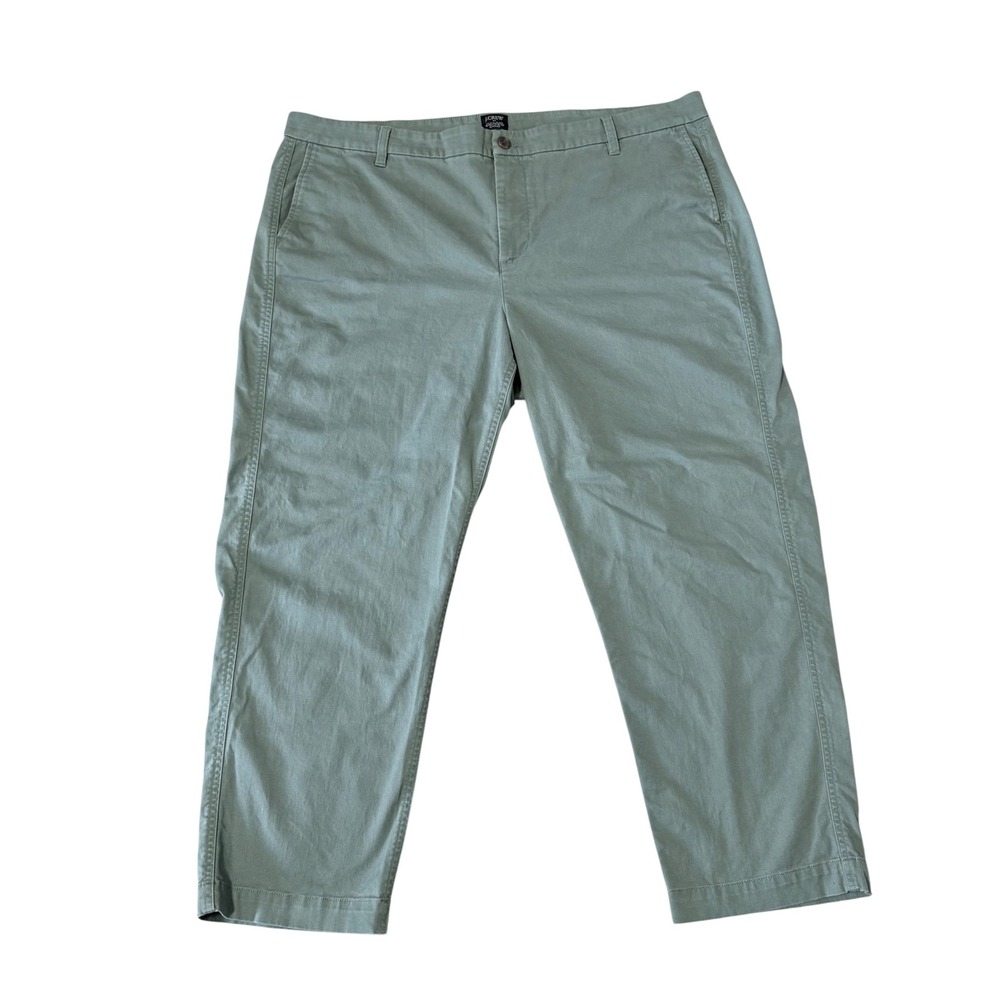 J.Crew‎ Womens High Rise Girlfriend Chino Pants Sage Green Sz-20 Relaxed Tapered
